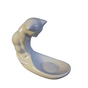 Vintage Vandor Ceramic Trinket Dish White soap dish  Glossy Art Deco Style